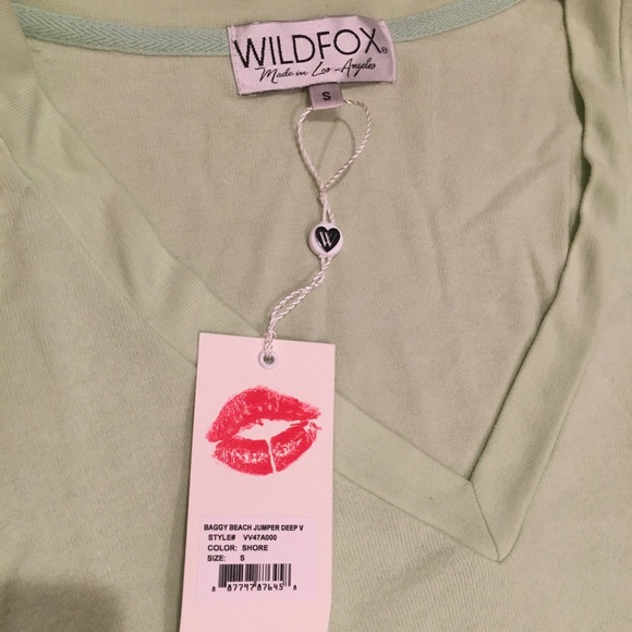 Wildfox Mint Green Vneck Sweater - Picture 2 of 2
